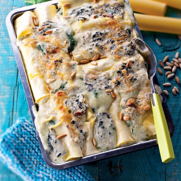 Mit Bleu d’Auvergne überbackene Cannelloni