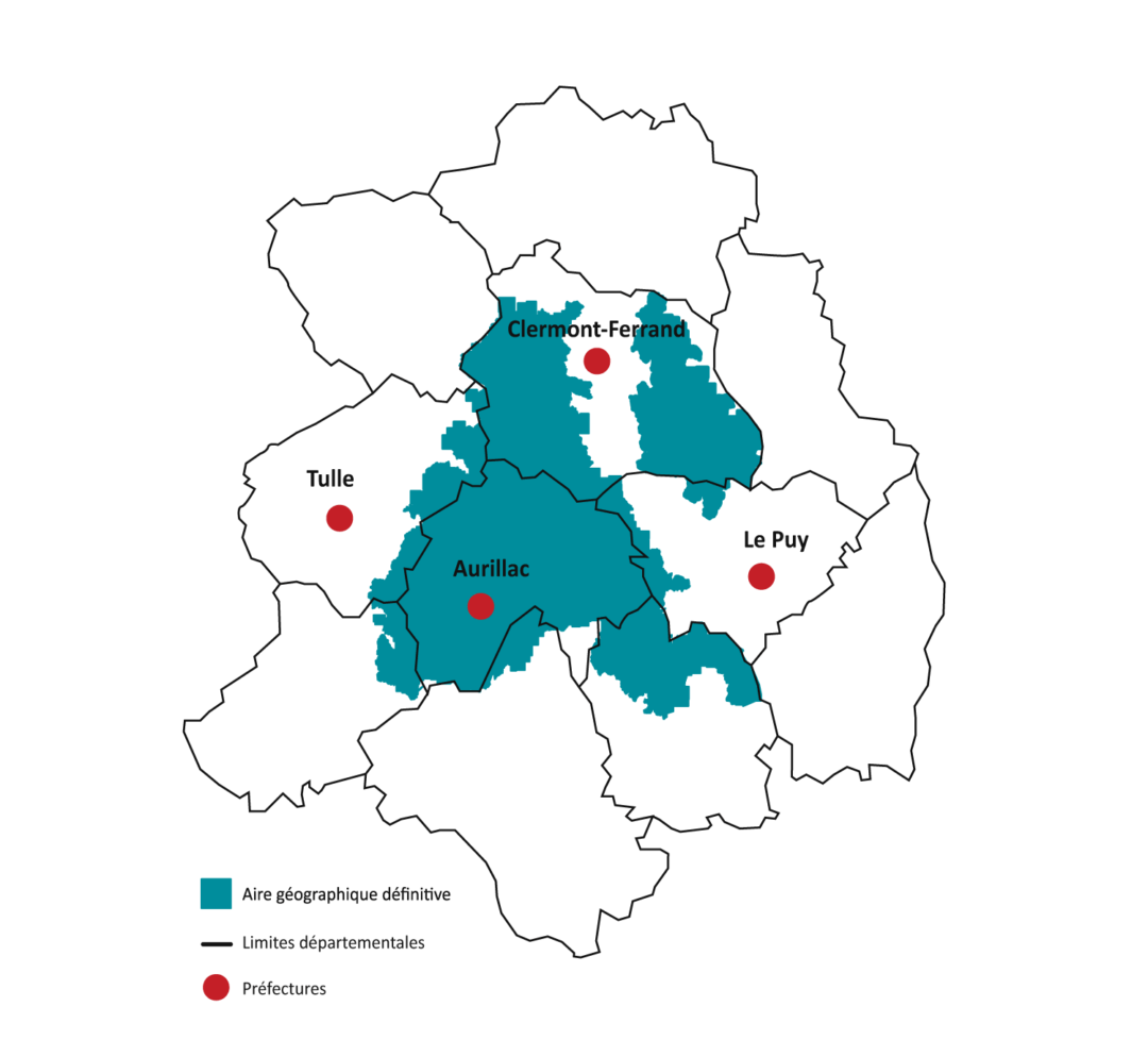 La zone de production Fromage AOP Bleu d'Auvergne