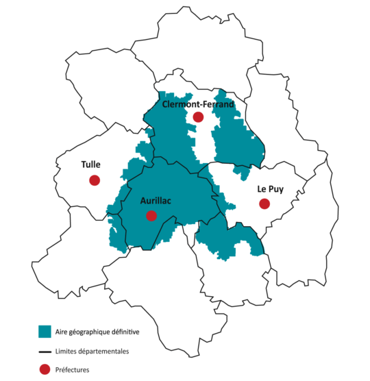 La zone de production - AOP Bleu d'Auvergne