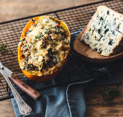 Gratin van spaghettipompoen met AOP Bleu d’Auvergne