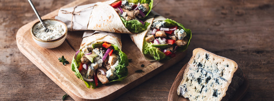 Wraps met scharrelkipfilet en AOP Bleu d’Auvergne